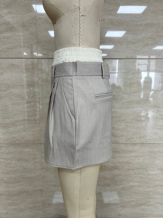 Double-Waist Pinstripe Skort