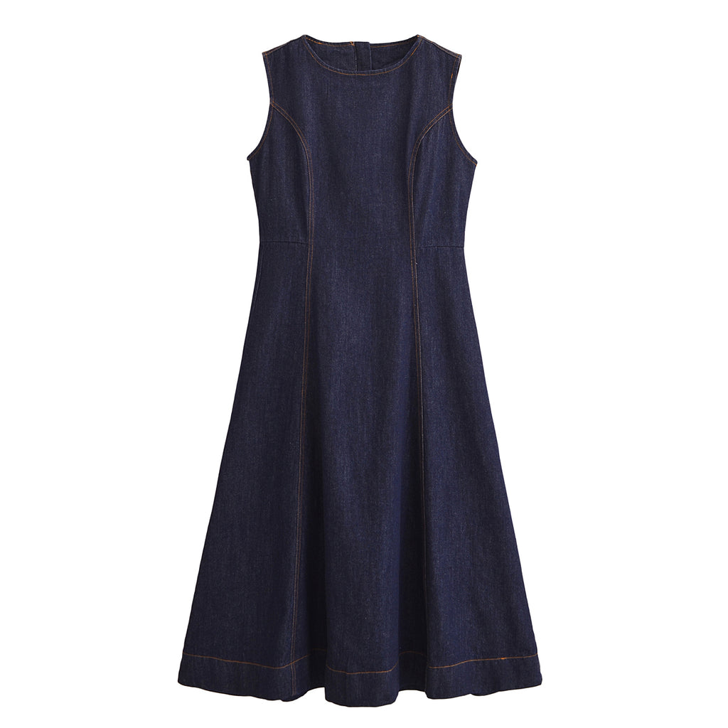 Office V Neck Sleeveless Denim Dress