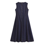 Office V Neck Sleeveless Denim Dress