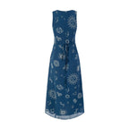 Women's Deep-V Lace-Up Printed Midi Dress