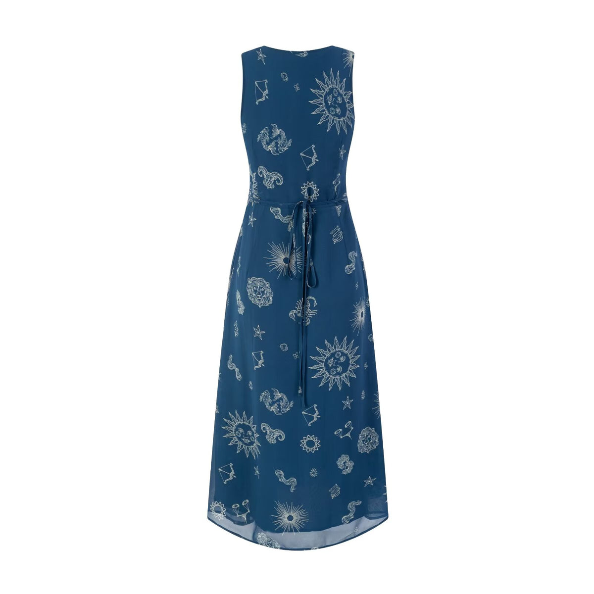 Women's Deep-V Lace-Up Printed Midi Dress