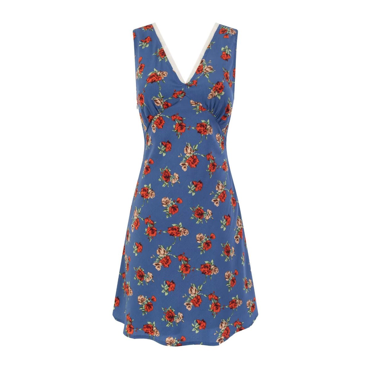 Women's Floral V Neck Waist Detail Dress
