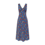 Women's Spring Casual Vacation Floral V Neck Lace Up Waist Controlled Maxi Dress