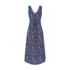 Women's Spring Casual Vacation Floral V Neck Lace Up Waist Controlled Maxi Dress