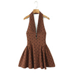 Rhinestone Halter Backless Mini Dress