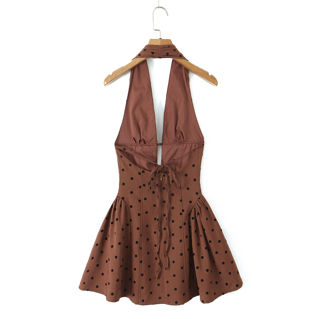 Rhinestone Halter Backless Mini Dress