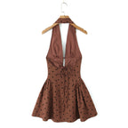 Rhinestone Halter Backless Mini Dress