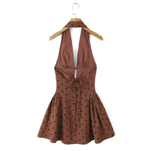 Rhinestone Halter Backless Mini Dress