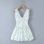 Printed V-Neck Tulle Dress