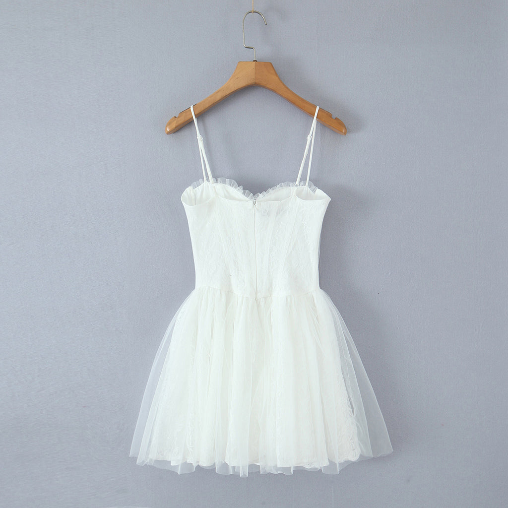Women's Lace Embroidered Sweetheart Mini Dress