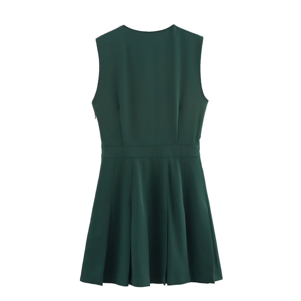 V-Neck Sleeveless A-Line Office Mini Dress