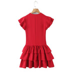 Lace-Up Patchwork Tiered Dress