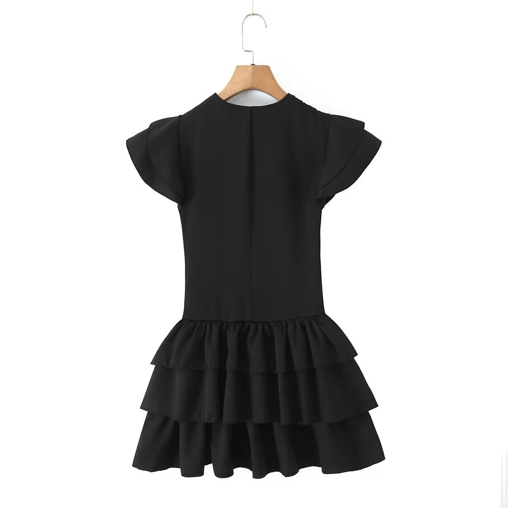 Lace-Up Patchwork Tiered Dress