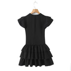 Lace-Up Patchwork Tiered Dress