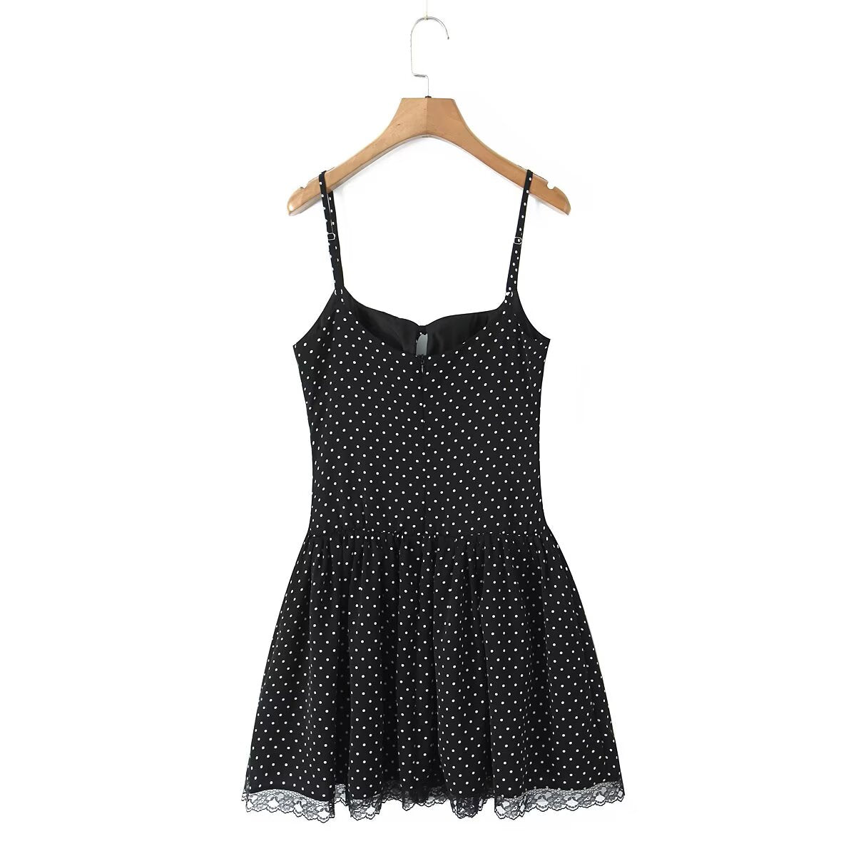 Women's Polka Dot Camisole Stitching Lace Bow Dress