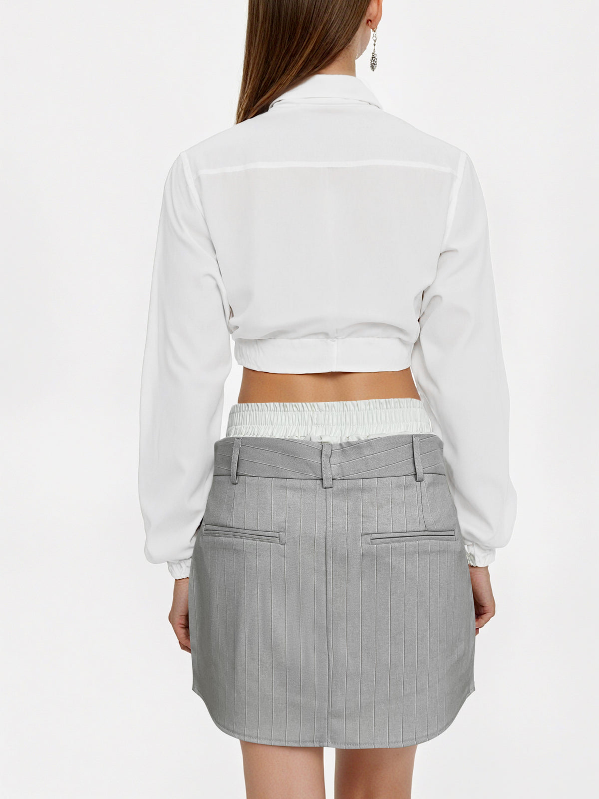 Double-Waist Pinstripe Skort