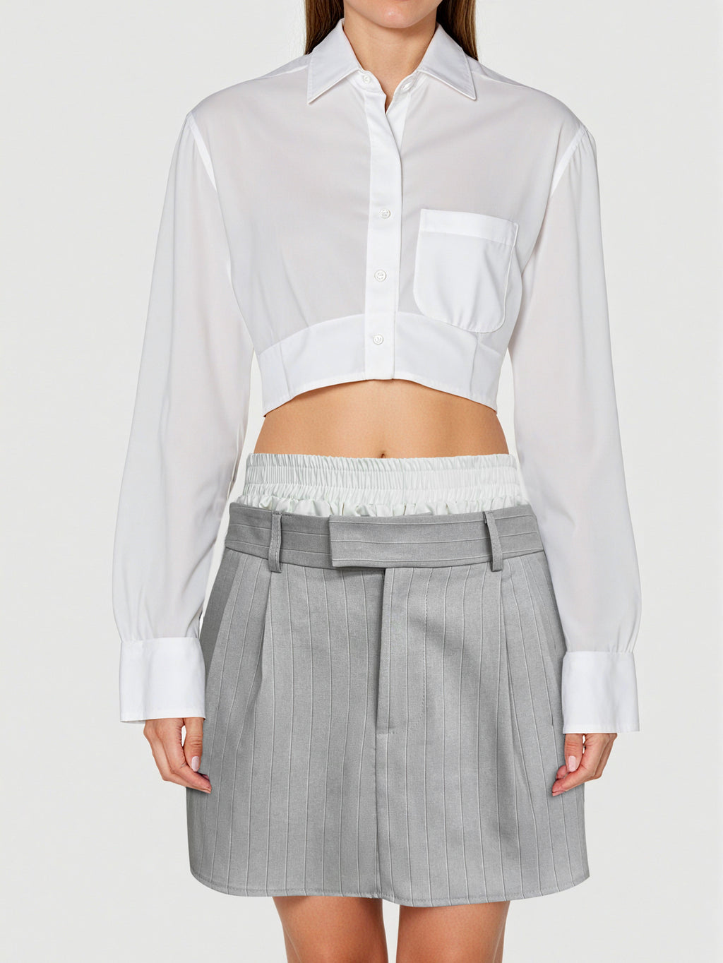 Double-Waist Pinstripe Skort