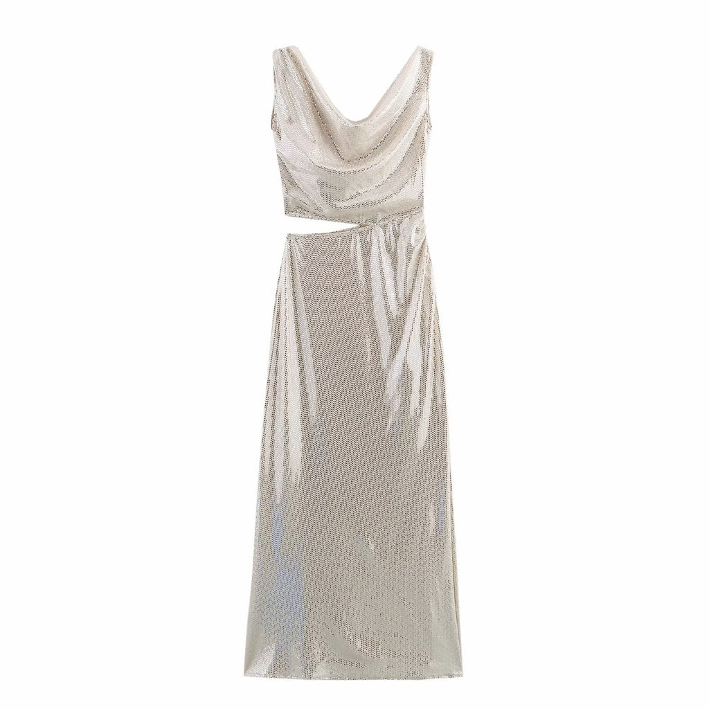 Women's Sequin Cutout Cowl-Neck Mini Dress
