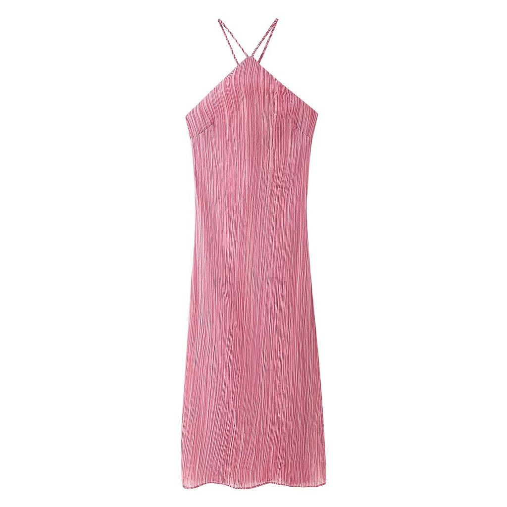 Women's Halter Lace-Up Split Maxi Dress
