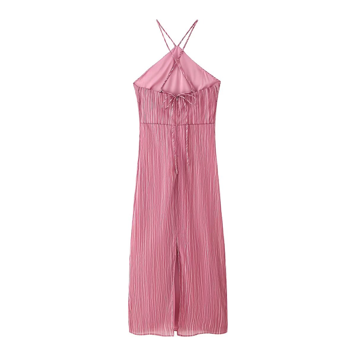 Women's Halter Lace-Up Split Maxi Dress