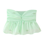 Women's Embroidered Ruched Sweetheart Tube Top