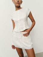 Women's Cotton High-Waisted Two-Piece Skirt Set