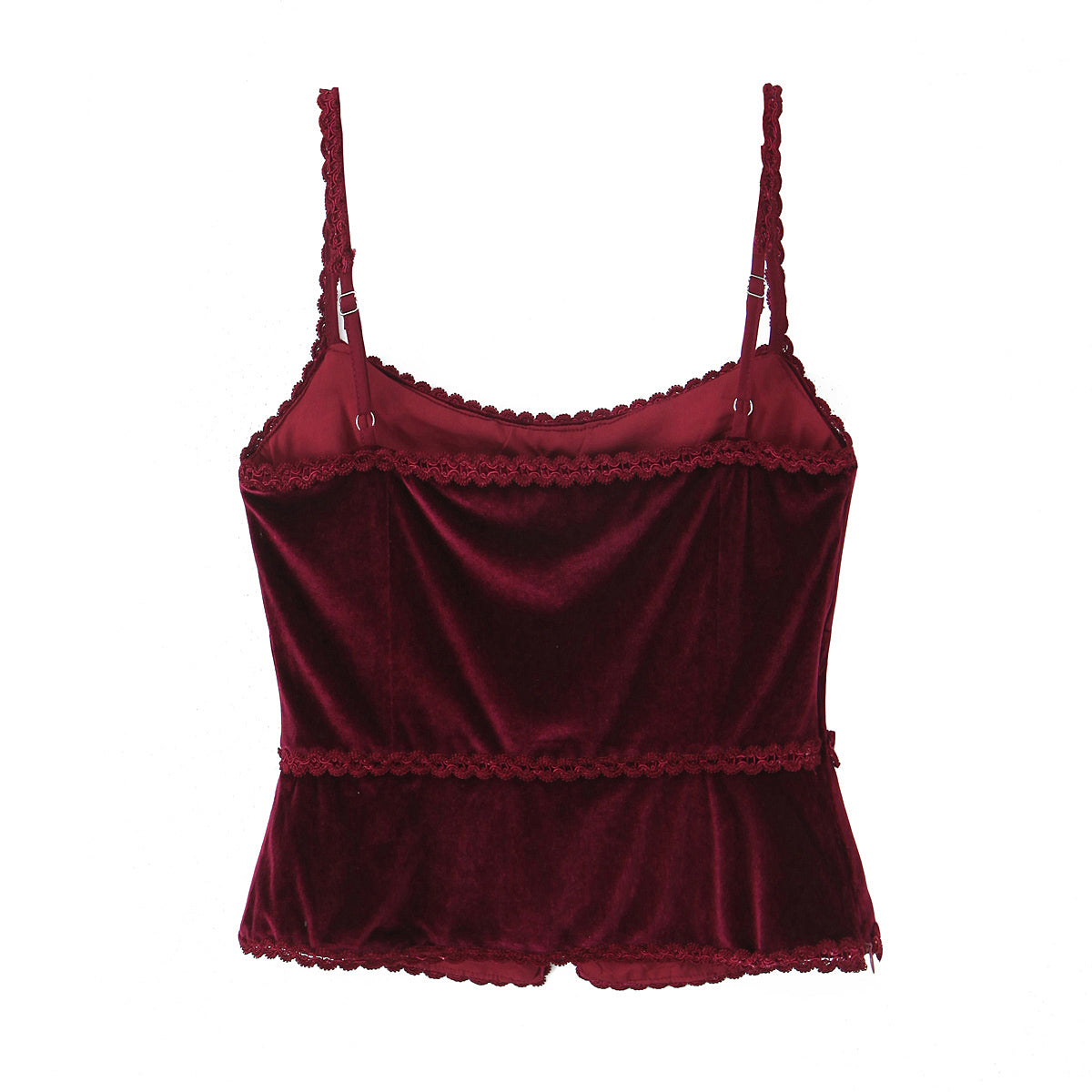 's Solid Color Retro V Neck Lace Fastener Decoration Slim Fit