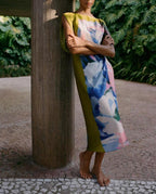 Summer Asymmetric Printed Waist Controlled Midi Dress