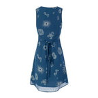 Vintage Printed V-Neck Sleeveless Vest Dress