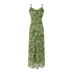 Women's Floral V-Neck Ruffle Maxi Beach Dress