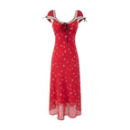 Women's Cherry Floral Ruched Bodycon Dress
