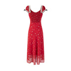 Women's Cherry Floral Ruched Bodycon Dress