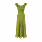 Women's Floral Lace Ruffled Flutter Sleeve Midi Dress