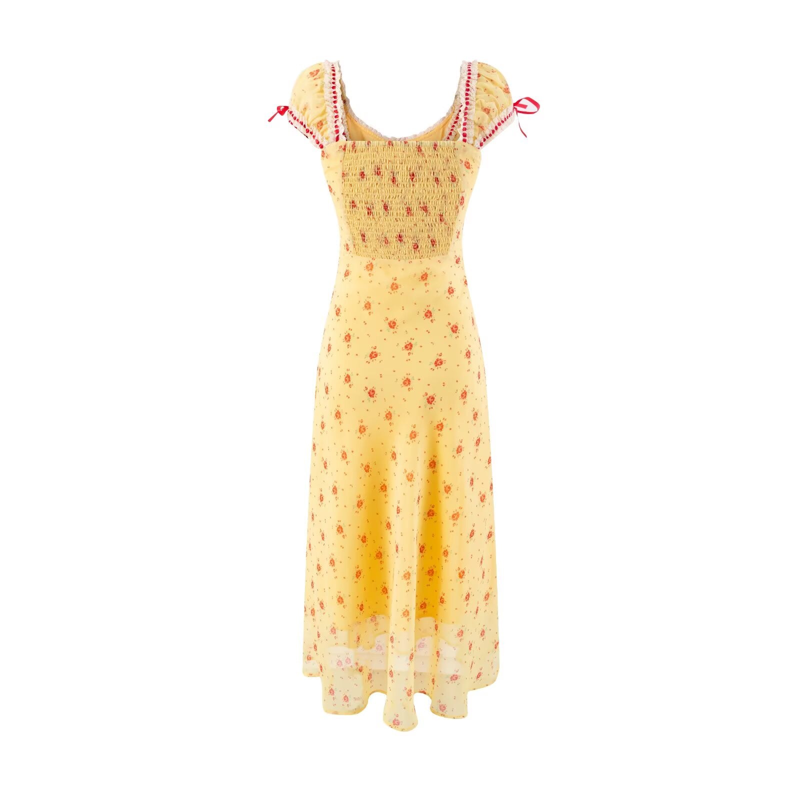 Women's Vintage Floral Ruched Bodycon Dress