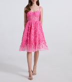 Women's V-Neck Lace Embroidered Boned Layered Dress