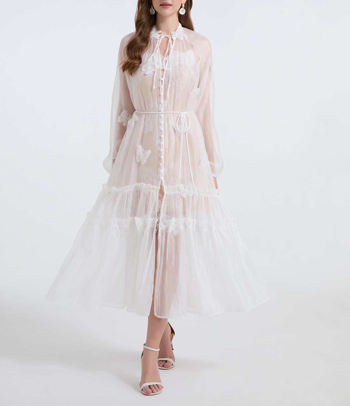Women's 's Butterfly Embroidered Halter Dress