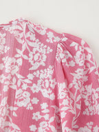 Printed Ruched Long-Sleeve A-Line Midi Dress