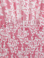 Printed Ruched Long-Sleeve A-Line Midi Dress