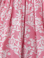 Printed Ruched Long-Sleeve A-Line Midi Dress