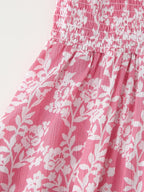 Printed Ruched Long-Sleeve A-Line Midi Dress
