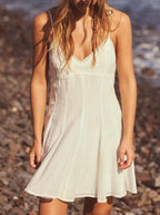 Lace Embroidered V-Neck Sleeveless A-Line Mini Dress