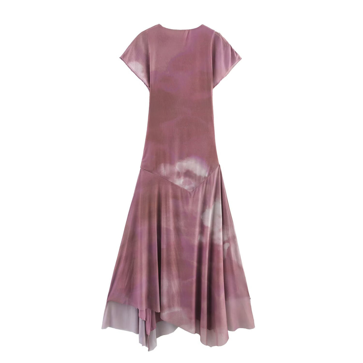 Round Neck Sleeveless Pleated Decoration Silk Net Dress