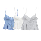 Women's Pleated Striped V-Neck Camisole