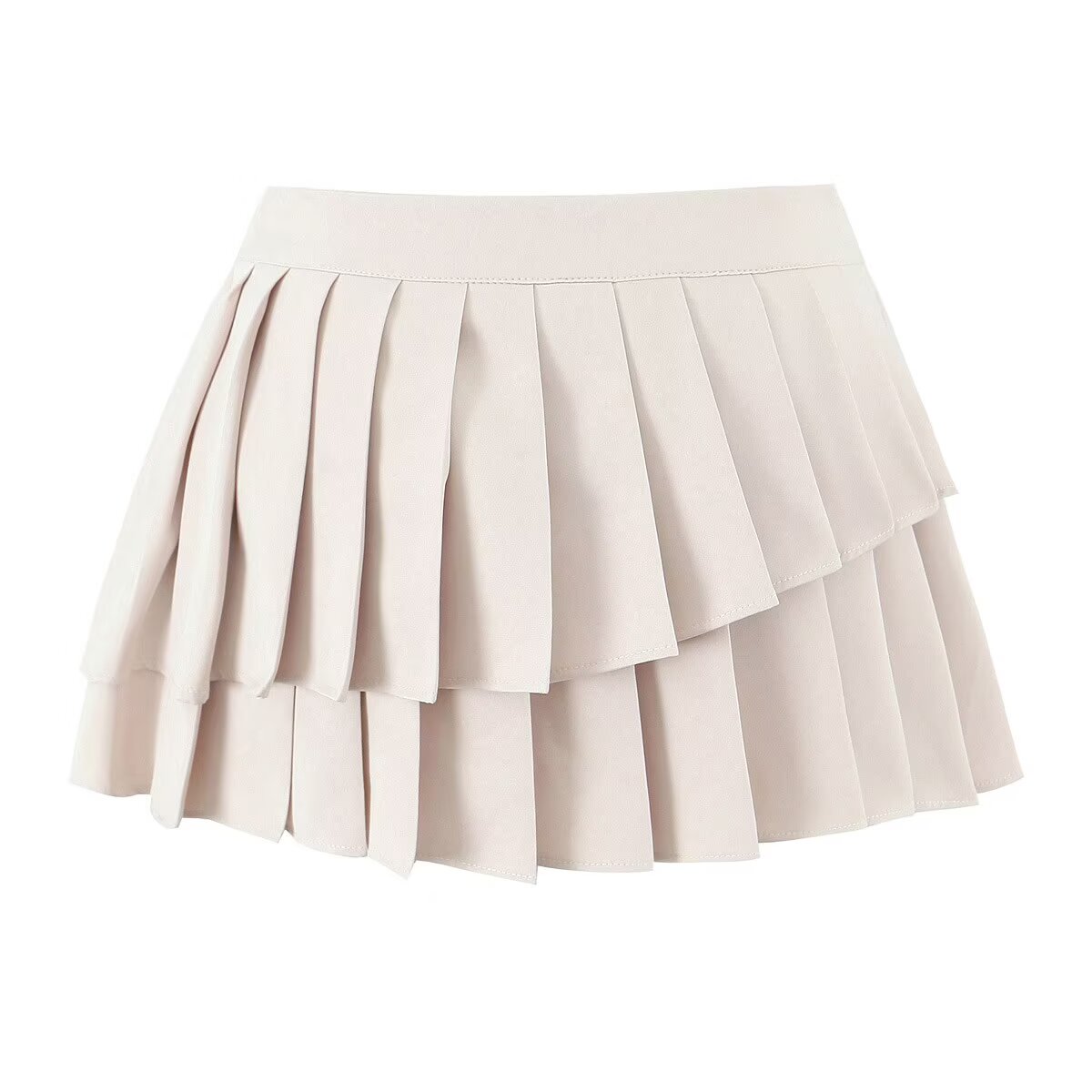 Women's Pleated Asymmetric V-Neck Top and Skirt Two-Piece Set