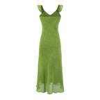 Women's V-Neck Floral Ruched Ruffle Midi Dress