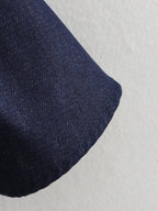 Denim Crew-Neck Backless Ruched A-Line Mini Dress