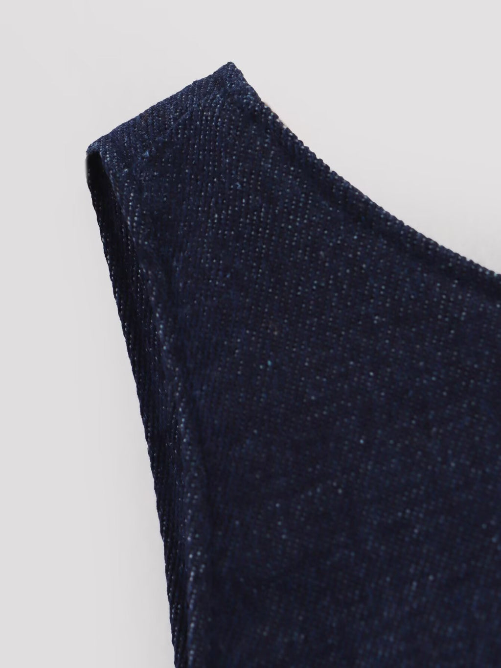 Denim Crew-Neck Backless Ruched A-Line Mini Dress