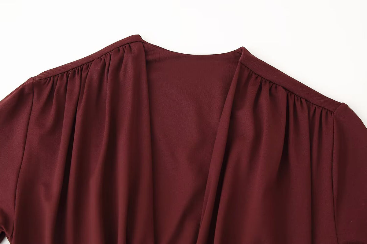 Women's Belted Ruched Bodycon Maxi Dress