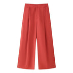 Women's Solid Color Decorated Row Button Tube Top Pant Set