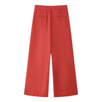 Women's Solid Color Decorated Row Button Tube Top Pant Set